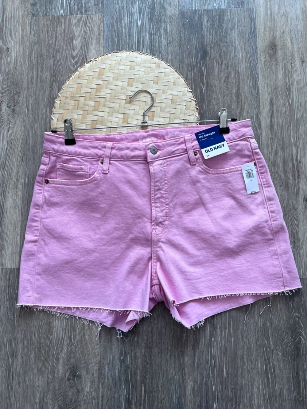 NWT old navy the OG straight high rise shorts pink